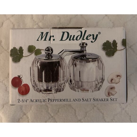 Mr Dudley Clear Acrylic Peppermill Salt Shaker Set Salt Pepper Set (Diamond) New - Picture 1 of 6